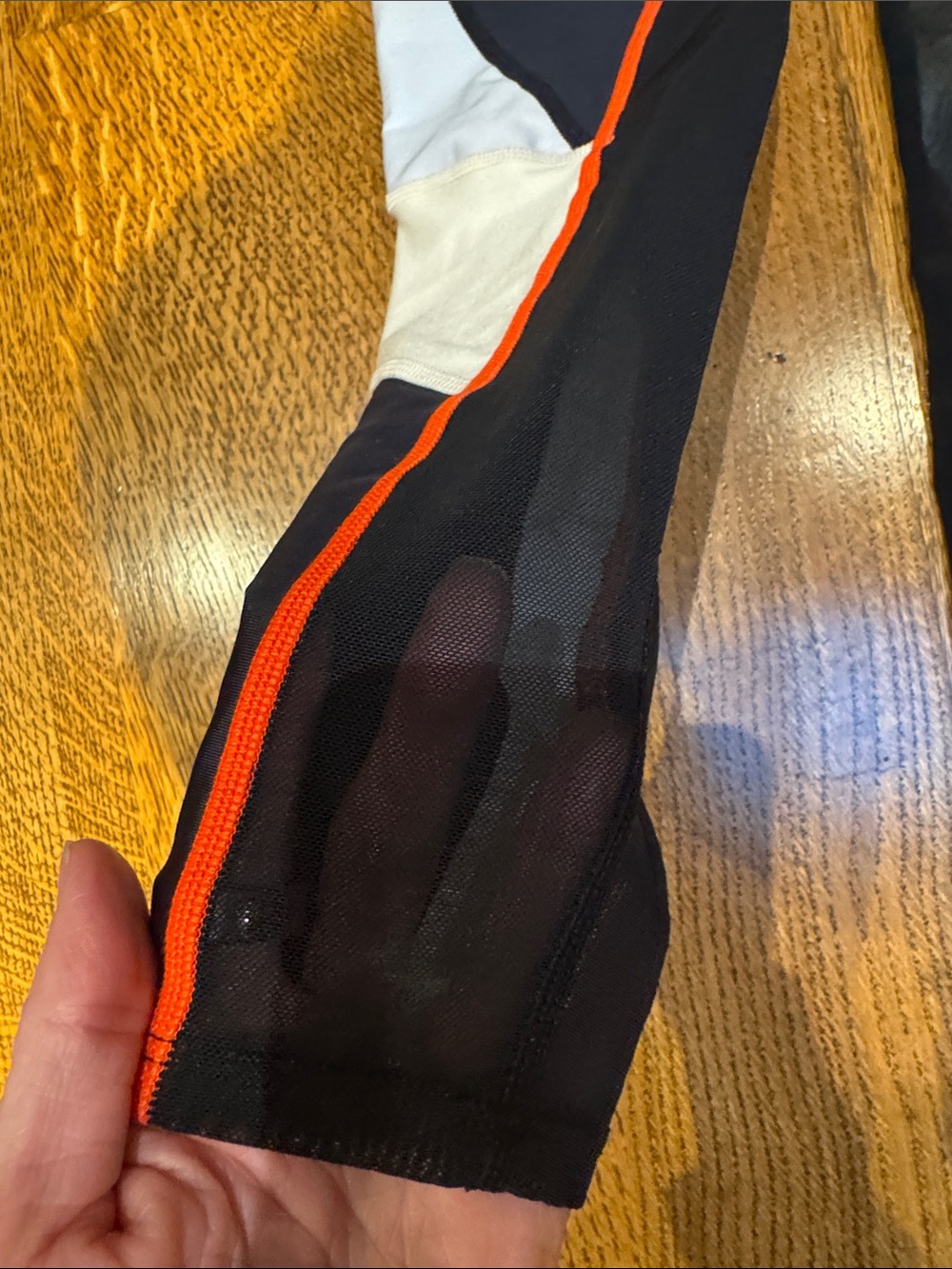 P.E Nation Colorblock Leggings XS Black Gray Orange Mesh Athletic Activewear - Picture 6 of 9